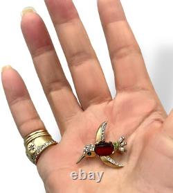 Crown Trifari JELLY BELLY Hummingbird Alfred Philippe Brooch Pin EUC? ! SALE