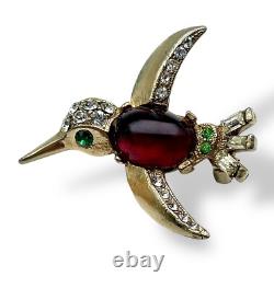 Crown Trifari JELLY BELLY Hummingbird Alfred Philippe Brooch Pin EUC? ! SALE