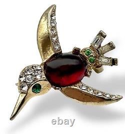 Crown Trifari JELLY BELLY Hummingbird Alfred Philippe Brooch Pin Unsigned EUC