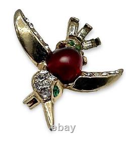 Crown Trifari JELLY BELLY Hummingbird Alfred Philippe Brooch Pin Unsigned EUC