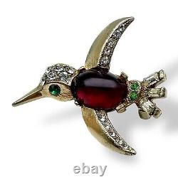 Crown Trifari JELLY BELLY Hummingbird Alfred Philippe Brooch Pin Unsigned EUC