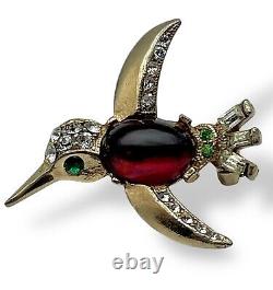 Crown Trifari JELLY BELLY Hummingbird Alfred Philippe Brooch Pin Unsigned EUC