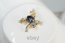 Crown Trifari Jelly Belly Frog Brooch Pin Jeweled Alfred Philippe Cabochon