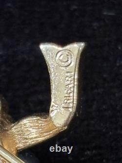 Crown Trifari Jelly Belly Frog Brooch Pin Jeweled Alfred Philippe Cabochon