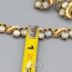 Crown Trifari LILY OF THE VALLEY Molded AB Opal Tulip Glass Necklace & Earrings