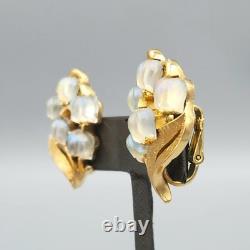 Crown Trifari LILY OF THE VALLEY Molded AB Opal Tulip Glass Necklace & Earrings