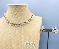 Crown Trifari LILY OF THE VALLEY Opal Fruit Salad Tulip Glass Necklace Earrings