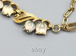 Crown Trifari LILY OF THE VALLEY Opal Fruit Salad Tulip Glass Necklace Earrings