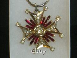 Crown Trifari Maltese Cross Pendant Necklace Alfred Philippe PatPend Trifarium