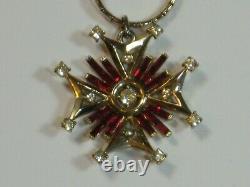 Crown Trifari Maltese Cross Pendant Necklace Alfred Philippe PatPend Trifarium