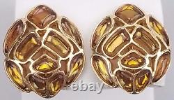 Crown Trifari Modern Mosaic 1966 Earrings Clip On Topaz Gold Alfred Philippe