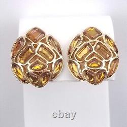Crown Trifari Modern Mosaic 1966 Earrings Clip On Topaz Gold Alfred Philippe