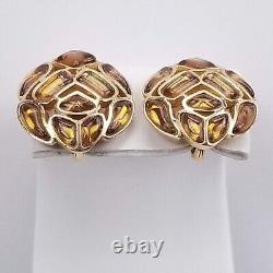 Crown Trifari Modern Mosaic 1966 Earrings Clip On Topaz Gold Alfred Philippe