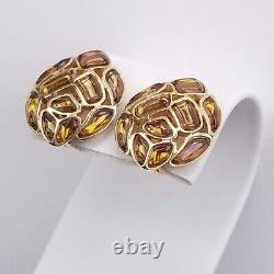 Crown Trifari Modern Mosaic 1966 Earrings Clip On Topaz Gold Alfred Philippe