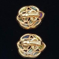 Crown Trifari Modern Mosaic 1966 Earrings Clip On Topaz Gold Alfred Philippe