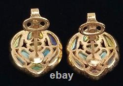 Crown Trifari Modern Mosaic 1966 Earrings Clip On Topaz Gold Alfred Philippe