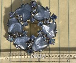 Crown Trifari Molded Blue Leaf Tutti Frutti Wreath Brooch Pin Alfred Philippe
