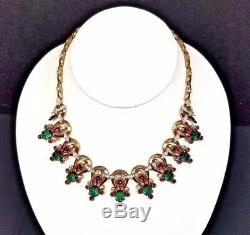 Crown Trifari Mughal Necklace Melon Emerald Ruby Choker Alfred Philippe Vintage