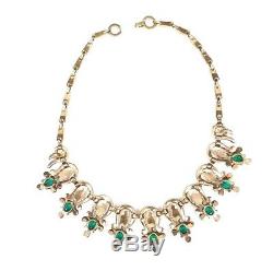 Crown Trifari Mughal Necklace Melon Emerald Ruby Choker Alfred Philippe Vintage