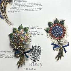 Crown Trifari Pastel Floral Bouquet Fur Clip Alfred Philippe 1941, Book Piece