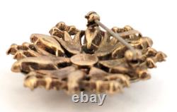 Crown Trifari Pat. Pend. Flower Star Gold Tone Rhinestone Brooch Alfred Philippe
