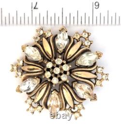 Crown Trifari Pat. Pend. Flower Star Gold Tone Rhinestone Brooch Alfred Philippe