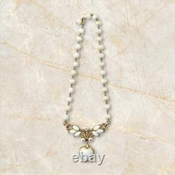 Crown Trifari Pat Pend Necklace Vtg Alfred Philippe Poured Glass 15 Choker 40's