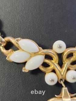 Crown Trifari Pat Pend Necklace Vtg Alfred Philippe Poured Glass 15 Choker 40's