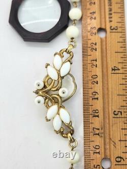 Crown Trifari Pat Pend Necklace Vtg Alfred Philippe Poured Glass 15 Choker 40's