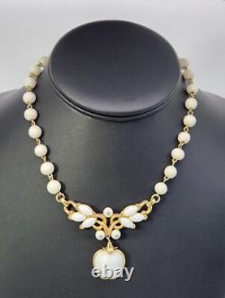 Crown Trifari Pat Pend Necklace Vtg Alfred Philippe Poured Glass 15 Choker 40's