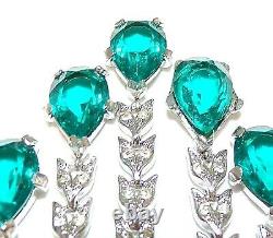 Crown Trifari Pat Pending 1940's Alfred Philippe Aqua Teardrop Diamante Necklace