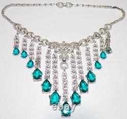 Crown Trifari Pat Pending 1940's Alfred Philippe Aqua Teardrop Diamante Necklace