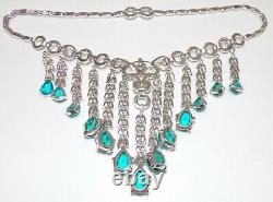 Crown Trifari Pat Pending 1940's Alfred Philippe Aqua Teardrop Diamante Necklace