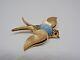 Crown Trifari Pin Brooch Blue Jelly Belly Bird Gold Alfred Philippe Book Piece