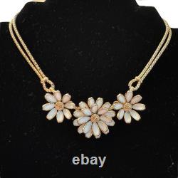 Crown Trifari Poured Milk Glass Daisy Flower Necklace Alfred Philippe VTG 1950s
