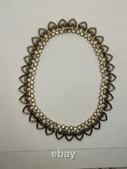 Crown Trifari Queen of Hearts Alfred Philippe gold tone rhinestone necklace 1949