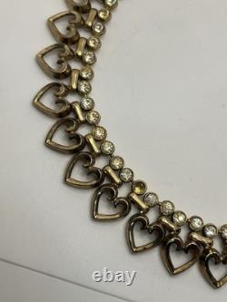 Crown Trifari Queen of Hearts Alfred Philippe gold tone rhinestone necklace 1949