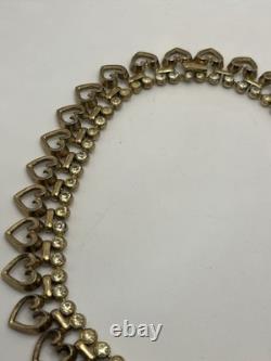 Crown Trifari Queen of Hearts Alfred Philippe gold tone rhinestone necklace 1949