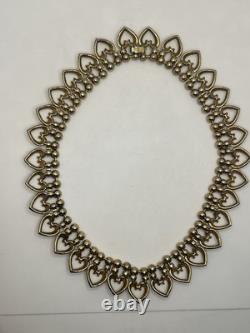 Crown Trifari Queen of Hearts Alfred Philippe gold tone rhinestone necklace 1949