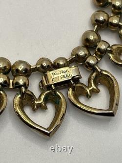 Crown Trifari Queen of Hearts Alfred Philippe gold tone rhinestone necklace 1949