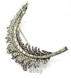 Crown Trifari ROYAL PLUME Feather Brooch RHINESTONE Alfred Philippe Book Piece