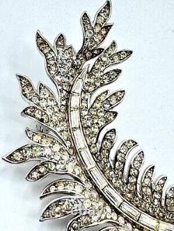 Crown Trifari ROYAL PLUME Feather Brooch RHINESTONE Alfred Philippe Book Piece