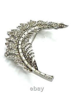 Crown Trifari ROYAL PLUME Feather Brooch RHINESTONE Alfred Philippe Book Piece