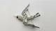 Crown Trifari Rhodium Silver Clear Crystals Flying Swallow Brooch, Red Eye