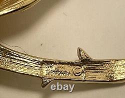 Crown Trifari Rose Brooch 1961 Alfred Phillipe Design Trifanium Gold Tone 2.65