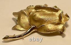 Crown Trifari Rose Brooch 1961 Alfred Phillipe Design Trifanium Gold Tone 2.65