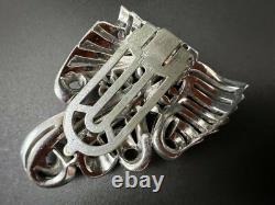 Crown Trifari Sign Silver Tone Alfred Philippe Rhinestones Ribbon Dress Clip #47