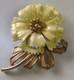 Crown Trifari Signed Yellow Flower Gold Tone Alfred Philippe Brooch Pin