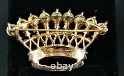 Crown Trifari Sterling'alfred Philippe' Jeweled Faux Pearls Crown Brooch Taf7