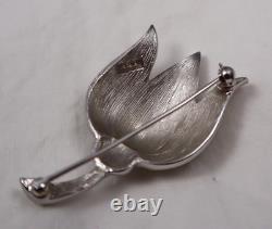 Crown Trifari Tulip Pin Brooch Brushed Silvertone Vintage MCM Alfred Philippe 2